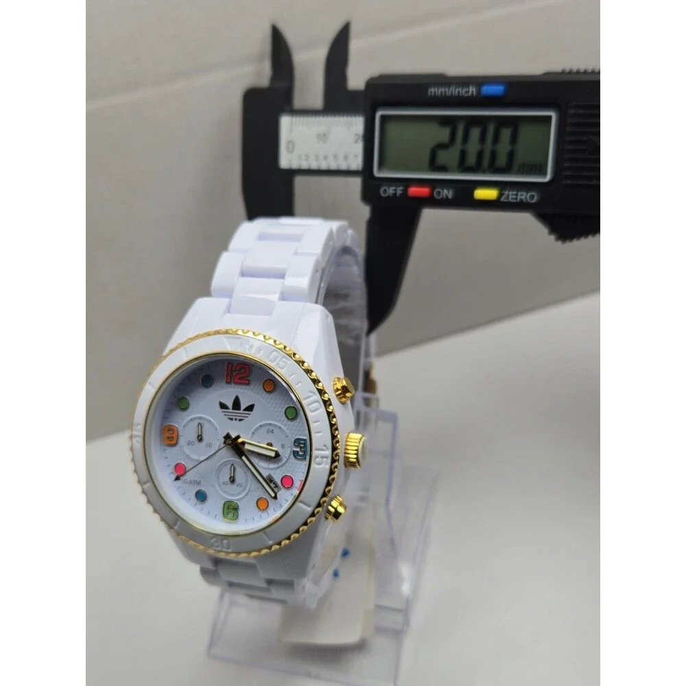 Adidas Originals Brisbane White Gold 44mm Chronograph Sports Watch New Battery